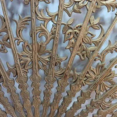 Large Vintage Burwood Wall Art Fan #4402 Gold Hollywood Regency Decor