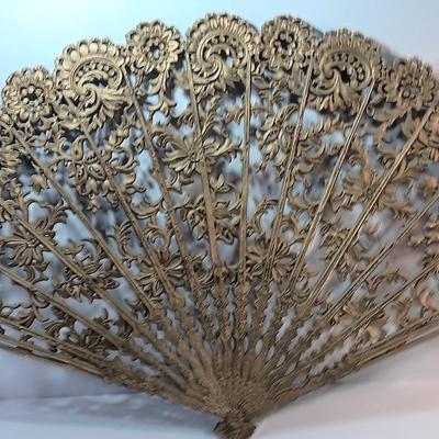Large Vintage Burwood Wall Art Fan #4402 Gold Hollywood Regency Decor