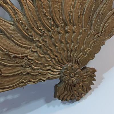 Large Vintage Burwood Wall Art Fan #4402 Gold Hollywood Regency Decor