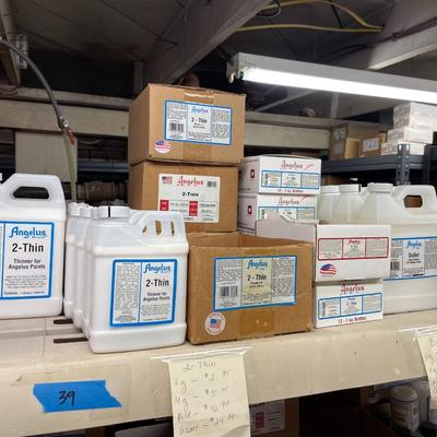 Shelf 39 Inventory Angelus Thinner, Hardener, Duller & Softener