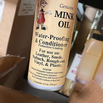 Shelf 51 Inventory Shoe White, Gel Cleaner, Blue Foam Cleaner, Mink Oil