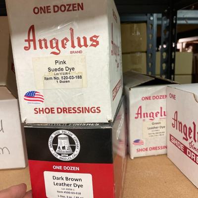 Shelf 54 Angelus Leather Dye Shoe Dressing 9 Cases or 96 Bottles