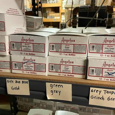 Shelf 63 Inventory Angelus Acrylic Leather Paint 500+ 1oz Bottles