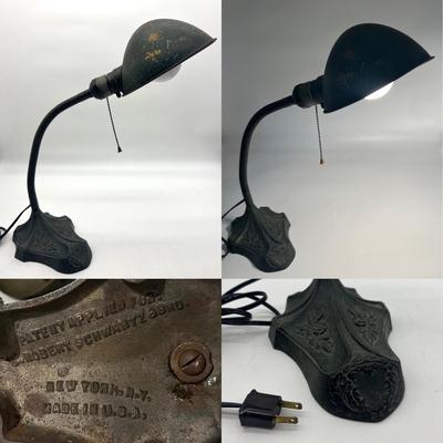 Antique Robert Schwartz  Cast Iron Bottom Lamp