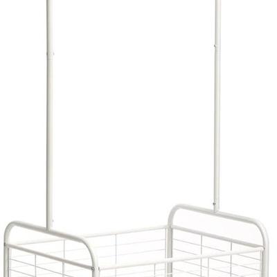 Doeworks Large Metal Wheeled Laundry Butler Cart w/ Storage Basket (New in Box)