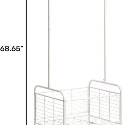 Doeworks Large Metal Wheeled Laundry Butler Cart w/ Storage Basket (New in Box)