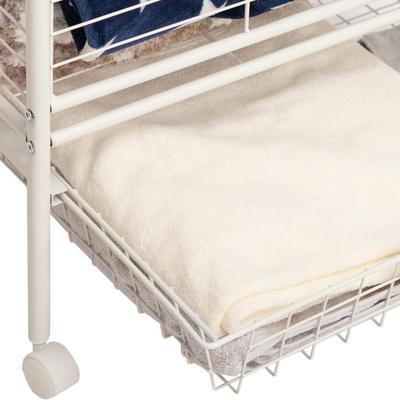 Doeworks Large Metal Wheeled Laundry Butler Cart w/ Storage Basket (New in Box)