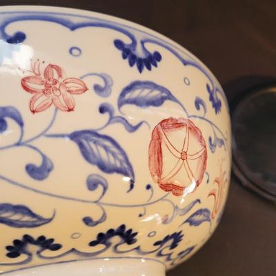 Asian Floral Ceramic Serving Bowl (K-CE)