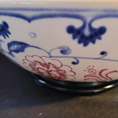 Asian Floral Ceramic Serving Bowl (K-CE)