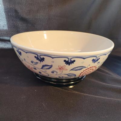 Asian Floral Ceramic Serving Bowl (K-CE)