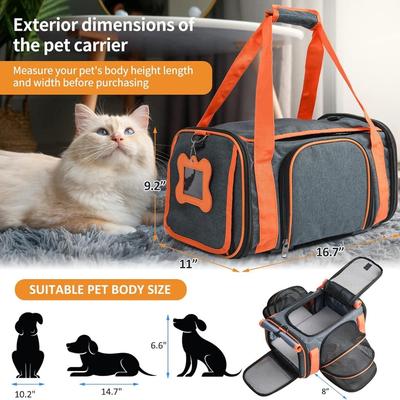 Loobani Airline Approved Expandable Gray Pet Carrier w/ Wheels (New in Box)