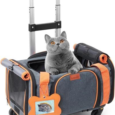 Loobani Airline Approved Expandable Gray Pet Carrier w/ Wheels (New in Box)