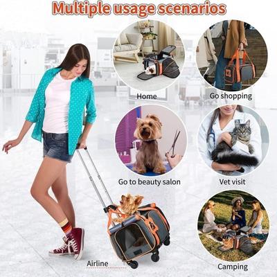 Loobani Airline Approved Expandable Gray Pet Carrier w/ Wheels (New in Box)