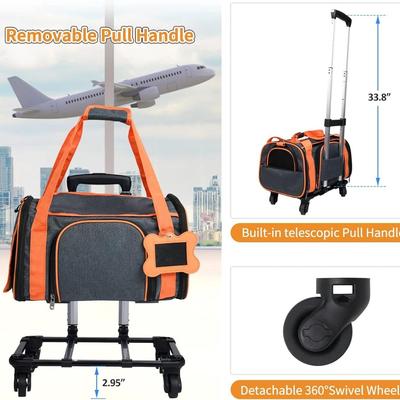 Loobani Airline Approved Expandable Gray Pet Carrier w/ Wheels (New in Box)