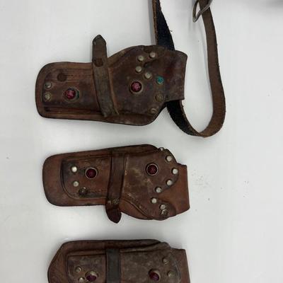 Vintage Toy  Gun Lot of 6 & Leather Holster