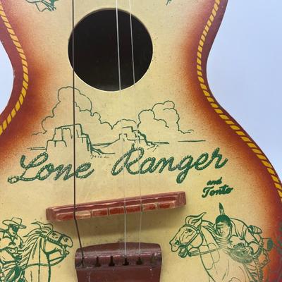 Vintage 1958 Lone Ranger and Tonto Toy Guitar ~ Read Details