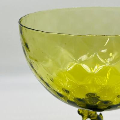 Olive Glass Fish Stemmed Large Compote/Bowl