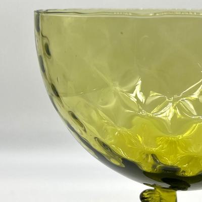 Olive Glass Fish Stemmed Large Compote/Bowl