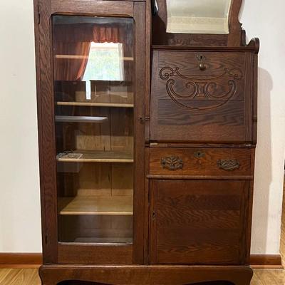 Antique Oak Side by Side Secretary 1900s Era