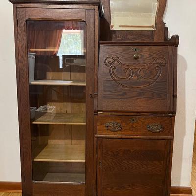 Antique Oak Side by Side Secretary 1900s Era