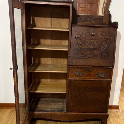 Antique Oak Side by Side Secretary 1900s Era