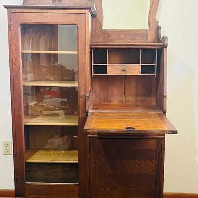 Antique Oak Side by Side Secretary 1900s Era