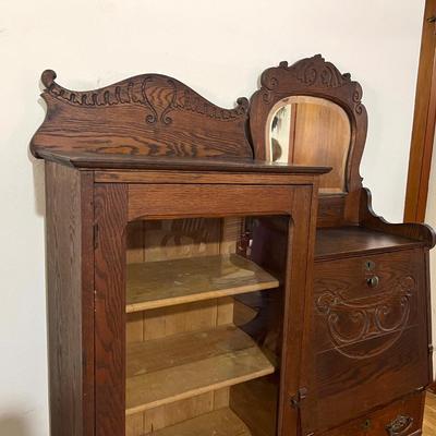 Antique Oak Side by Side Secretary 1900s Era