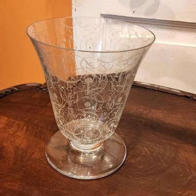 Lot #138  Baccarat Vase - lovely etched design - signed