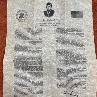 JFK Inaugural Address Replica