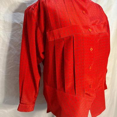 Vintage 1980's Suki 100% Silk Mandarin Collar Shirt