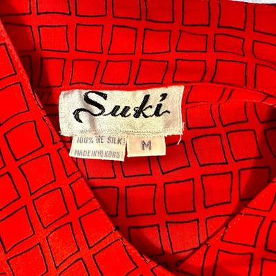 Vintage 1980's Suki 100% Silk Mandarin Collar Shirt
