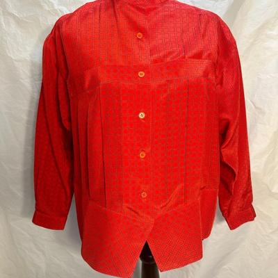 Vintage 1980's Suki 100% Silk Mandarin Collar Shirt