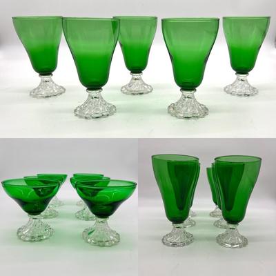 17 Piece Anchor Hocking Burple Green Footed