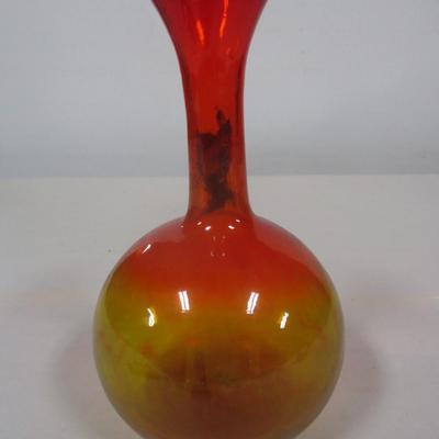 Blenko Art Glass Tangerine Amberina Vase