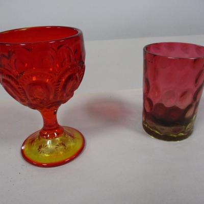 Red Glass Goblet & Tumbler