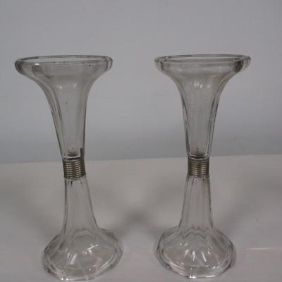Pair Of Art Deco Pressed Glass Shelf Brackets