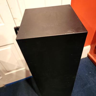 Lot #161  Wooden Display Pedestal covered in Black Laminate