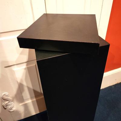 Lot #162  Wooden Display Pedestal with Swivel Top - Black Laminate