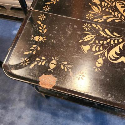 Lot #165  Attic find!  Cool vintage Roll & Fold Versa Table - rolling bar