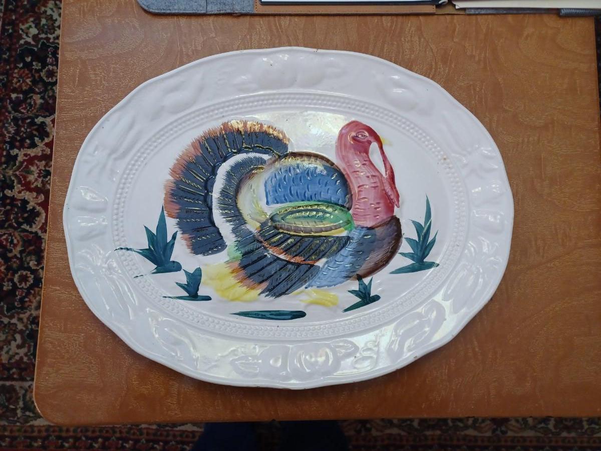 Turkey Thanksgiving Platter Vintage Mid Century | EstateSales.org