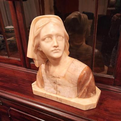 Lot #176  Antique Alabaster Replica of Guisseppe Bessi's famous Joan of Arch