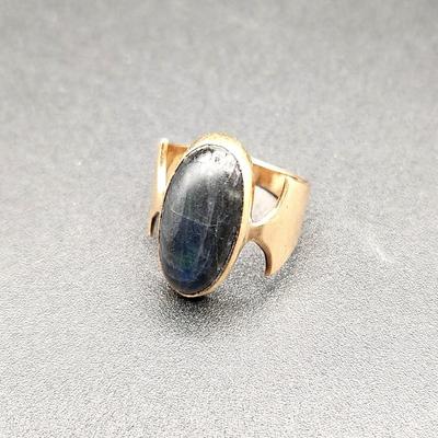 Lot #177  Men's 14kt Gold Ring Set with Black Opal