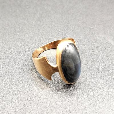 Lot #177  Men's 14kt Gold Ring Set with Black Opal