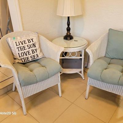 Pr. Henry Link Wicker chairs with cushions