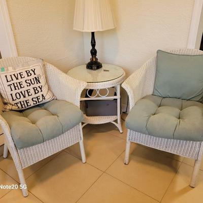 Pr. Henry Link Wicker chairs with cushions