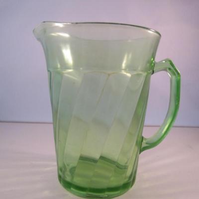 Vintage Hazel Atlas Uranium Glass Pitcher- Approx 7 1/2