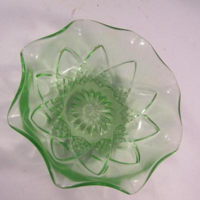 Vintage Hazel Atlas Uranium Glass Sherbet Bowls- 7 Pieces- Approx 1 1/2