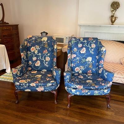 2 Queen Anne wing chairs