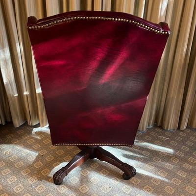Leather Office Chair With Brass Tacks by North Hickory (O-MG)