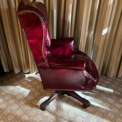 Leather Office Chair With Brass Tacks by North Hickory (O-MG)